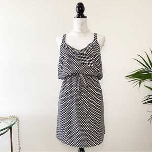White House Black Market Sleeveless White & Black Polka Dot Sundress Size Medium